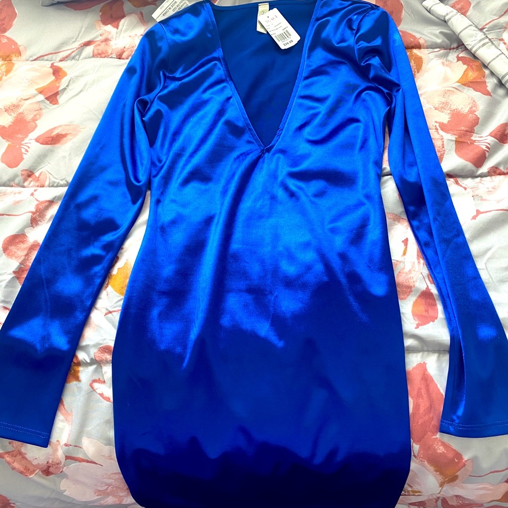 Blue satin dress